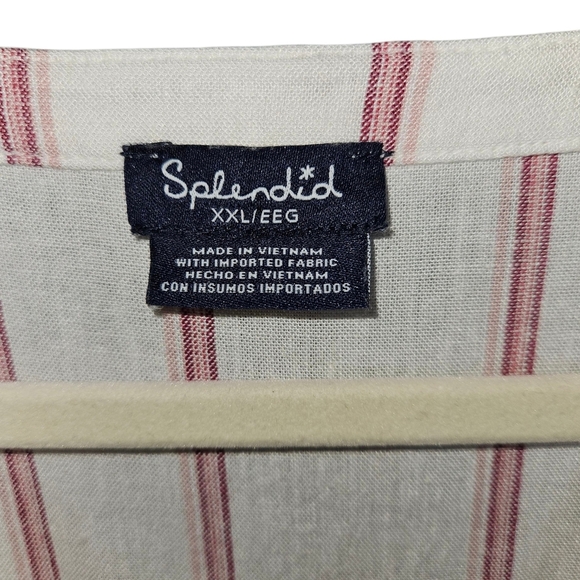 Splendid Amorosa Linen Blend Striped Top, Size XXL, Red White, EUC - Picture 6 of 9